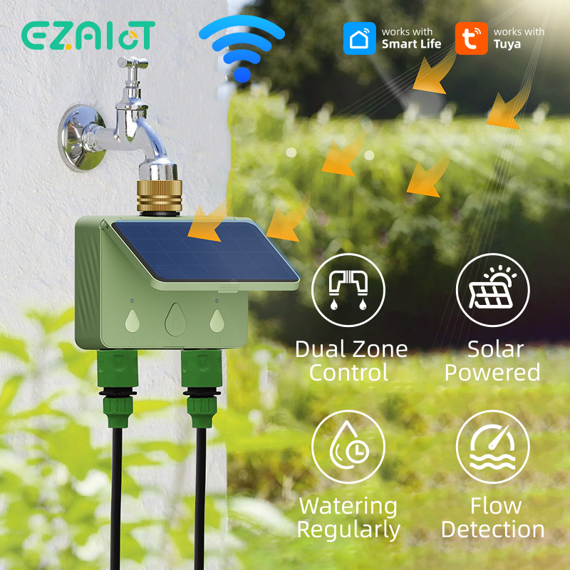 Smart Garden System - WiFi Water Timer 2 Zone Solar